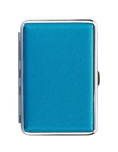ZIGARETTENETUI "SHINY" mit Glitzer für 12 Zigaretten aus Metall Leder Optik Zigarettenbox Zigarettendose Box Dose Hardcase Etui Case 4-Varianten 78 (Türkis) von Champ High