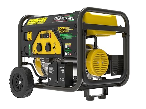 Champion Power Equipment Stromaggregat Benzin + Gas (7000 Watt, Stromerzeuger mit Elektrostart & Stahlrohrrahmen, 74 dB(A), für Camping + Outdoor) CPG7500E2-DF-EU von Champion Power Equipment