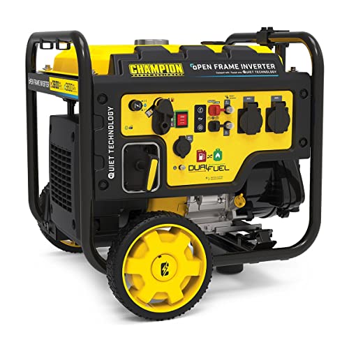 Champion Power Equipment Stromaggregat Duel Fuel Generator Benzin + Gas (Nennleistung 3500 W, Stromerzeuger mit Elektrostart, Quick Touch Bedienfeld, Eco Modus) CPG4000DHY-DF-EU von Champion Power Equipment