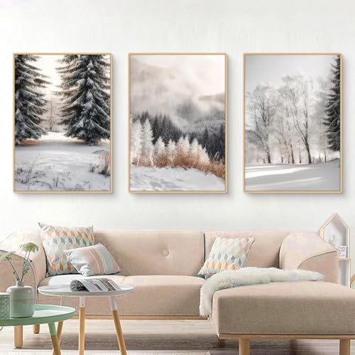 Champracer 3er Premium Poster Set, Winter Deko Wand, 3er Poster Set Wandbilder, Moderne Leinwandbilder Wandposter, Ohne Rahmen für Wohnzimmer Schlafzimmer (50 * 70 cm) von Champracer