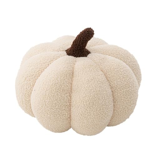 Champracer Kürbis Kissen, Dekorative Haushaltskissen, 3D Plüsch Kürbis Kissen, Kürbis Halloween Kissen, Dekoration für Wohnzimmer, Arbeitszimmer, Sofa (Beige,28 cm) von champracer