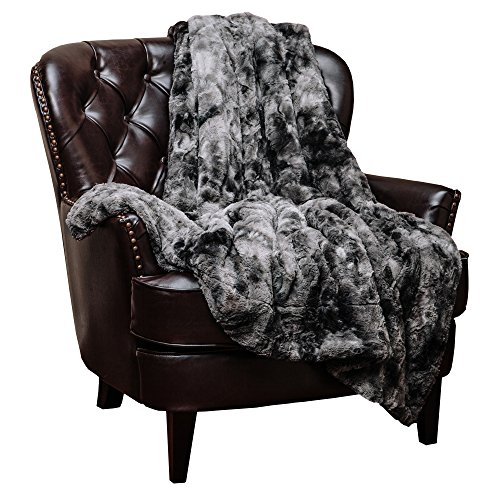 Chanasya Sherpa-überwurf aus Kunstfell, superweich, flauschig, warm, mit wunderschönen Motiv-Variationen - gewelltes Fellmuster, 100% Polyester, grau, 60x70 Inches von Chanasya