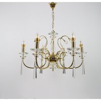 Edelstahl Kronleuchter, Kronleuchter Mit Tropfen Kristallen, Luxus Beleuchtung Chandelier, 6 Lichter, Korpus, Goldfarbe, Wohnkultur von ChandelierLightStore