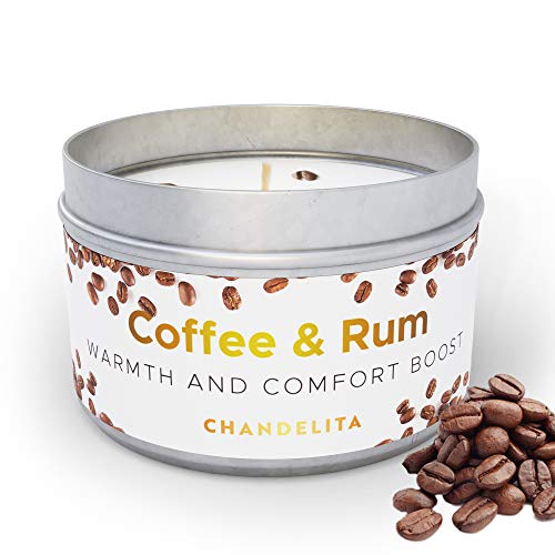 CHANDELITA Aroma Kerze aus Kaffee mit Leichtem Rumaroma zur Verbesserung Userer Kognitiven Fähigkeiten, Optimierung Unserer Aufmerksamkeit und für ein Genussvolles Wohlbefinden - Duftkerze Kaffee von Chandelita