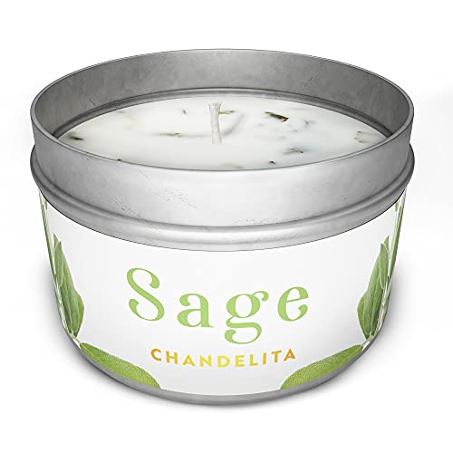 CHANDELITA Duftkerze aus Salbei für Energie und Energie, Salbeiblätter, mit Sojawachs für Reinigung, Entspannung, Meditation, Heilung von Chakras und Dekoration des Hauses von Chandelita