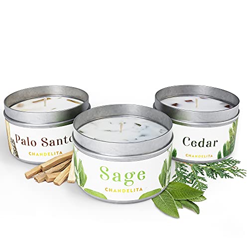 Chandelita Duftkerze mit Salbei, Zedernholz & Palo Santo für Energiereinigung & Entspannung – Duftkerzen aus Sojawachs – Vegane Kerze mit ätherischen Ölen – Gegen Müdigkeit & Überdruss – Chakra Candle Chandelita Duftkerze mit Salbei, Zedernholz & Palo Santo für Energiereinigung & Entspannung – Duftkerzen aus Sojawachs – Vegane Kerze mit ätherischen Ölen – Gegen Müdigkeit & Überdruss – Chakra Candle von Chandelita
