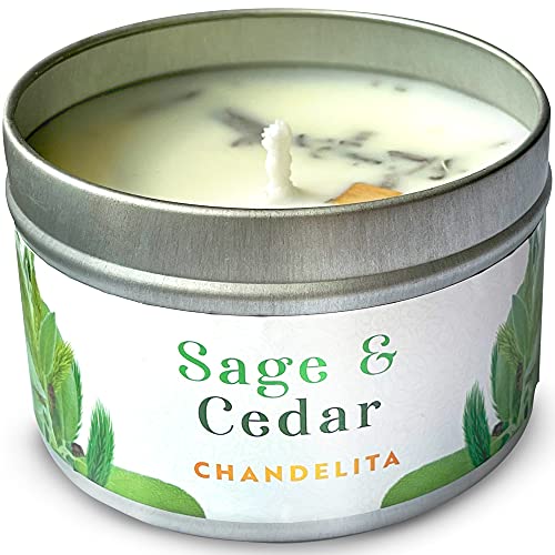 Chandelita Duftkerze Mit Ätherische Öle Naturrein Aus Salbei Und Zedernholz für Meditation & Reinigung – Handgemachte Duftkerzen aus Sojawachs – Vegane Kerze – Aromatherapie Candle – Chakra Kerze Chandelita Duftkerze Mit Ätherische Öle Naturrein Aus Salbei Und Zedernholz für Meditation & Reinigung – Handgemachte Duftkerzen aus Sojawachs – Vegane Kerze – Aromatherapie Candle – Chakra Kerze von Chandelita