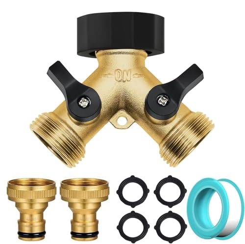 ChaneeHann 2 Wege verteiler Wasser 3/4 Zoll,Wasserhahn verteiler,Y-verteiler zulaufschlauch, Gartenschlauch Verteiler,wasseranschluss Adapter Garten für Waschmaschine,Gartenschlauch (Gold) von ChaneeHann