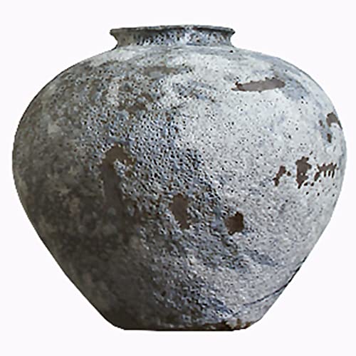 Keramikvase Wabi-Sabi-Vase Handgemachte Steinzeugvase Log Soil Ceramic Jar Retro High-End-Veranda-Dekoration (S : 26x28x8cm) von Chang Xiang Ya Shop