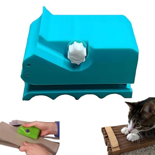 ChangFun Cardboard Strip Cutter,Kartonschneidemaschine Für Selbstgemachte Katzenkratzbretter,Gedruckter Kartonschneider - Katzenförmiges Tragbares Karton-Recycling-Werkzeug-Blue von ChangFun