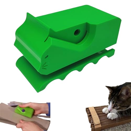 ChangFun Cardboard Strip Cutter,Kartonschneidemaschine Für Selbstgemachte Katzenkratzbretter,Gedruckter Kartonschneider - Katzenförmiges Tragbares Karton-Recycling-Werkzeug-Green von ChangFun