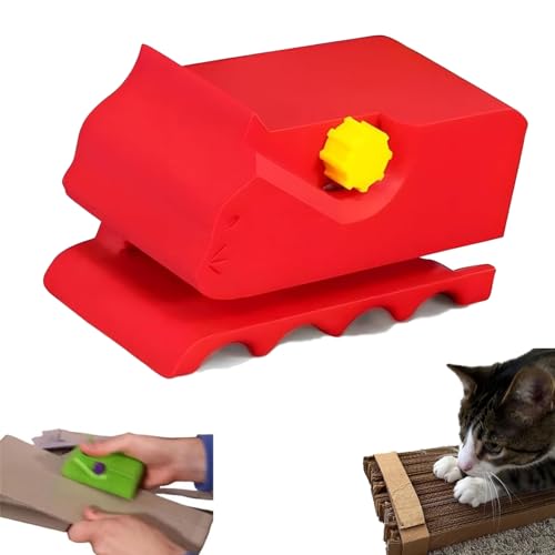 ChangFun Cardboard Strip Cutter,Kartonschneidemaschine Für Selbstgemachte Katzenkratzbretter,Gedruckter Kartonschneider - Katzenförmiges Tragbares Karton-Recycling-Werkzeug-Red von ChangFun