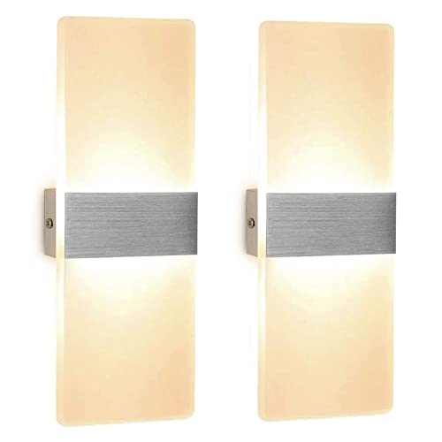 ChangM 2 Stücke Wandleuchte Innen LED 12W Wandlampe Acryl Wandbeleuchtung Modern für Wohnzimmer Schlafzimmer Treppenhaus Flur |Warmweiß von ChangM