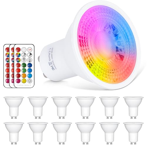 ChangM LED GU10 Lampe RGB+Warmweiss Farbwechsel Spot Licht 6W, 540LM, Dimmbar durch mit Fernbedienung 50W Halogenlampen Gleichwertige(12er Pack) von ChangM