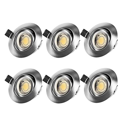 ChangM LED Einbaustrahler Flach 230V, 6x 7W LED Spot Ultra Flach Einbauleuchten Warmweiß mit 3 Helligkeitsstufe Dimmbar Spots LED Set IP44 für Bad, Wohnzimmer, Schlafzimmer von ChangM