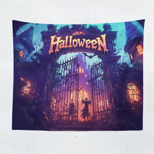 ChangTsing Halloween Totenkopf Skelett Wandteppich, Gothic Halloween Schädel Schwarz Wandbehang Wandtuch Ästhetik Wandkunst-dekor Geister Wandteppich 150X100 CM ChangTsing Halloween Totenkopf Skelett Wandteppich, Gothic Halloween Schädel Schwarz Wandbehang Wandtuch Ästhetik Wandkunst-dekor Geister Wandteppich 150X100 CM von ChangTsing