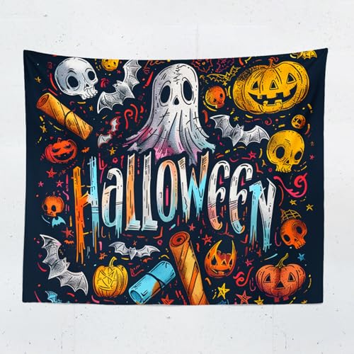 ChangTsing Halloween Totenkopf Skelett Wandteppich, Gothic Halloween Schädel Schwarz Wandbehang Wandtuch Ästhetik Wandkunst-dekor Geister Wandteppich 150X100 CM ChangTsing Halloween Totenkopf Skelett Wandteppich, Gothic Halloween Schädel Schwarz Wandbehang Wandtuch Ästhetik Wandkunst-dekor Geister Wandteppich 150X100 CM von ChangTsing