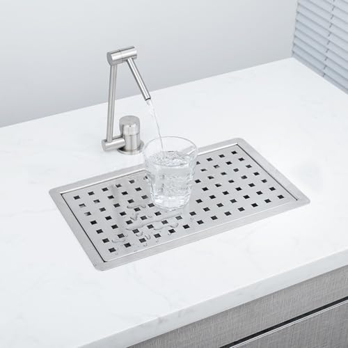 Changor Edelstahl Kleiner Küchenspüle mit Entwässerungsschale, Kompaktstangenspüle Workstation Basin für Arbeitsplatten, Wohnmobil -RV -Gebrauch (Gebürstet) von Changor
