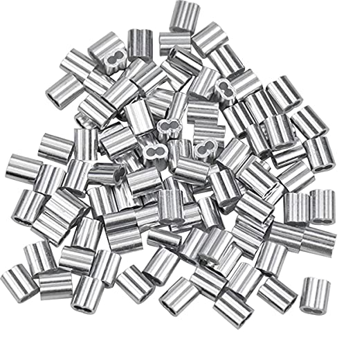 100 Stück Drahtseil Alu Sleeve, Aluminium Crimp Schlaufe, Aluminum Ärmel Clip, Draht Seil Aluminium Ärmel Clip Beschläge Kabel Klemme Hülsen Sortiment für 2mm Drahtseil und Kabel-Silbern 100 Stück Drahtseil Alu Sleeve, Aluminium Crimp Schlaufe, Aluminum Ärmel Clip, Draht Seil Aluminium Ärmel Clip Beschläge Kabel Klemme Hülsen Sortiment für 2mm Drahtseil und Kabel-Silbern von Changrongsheng