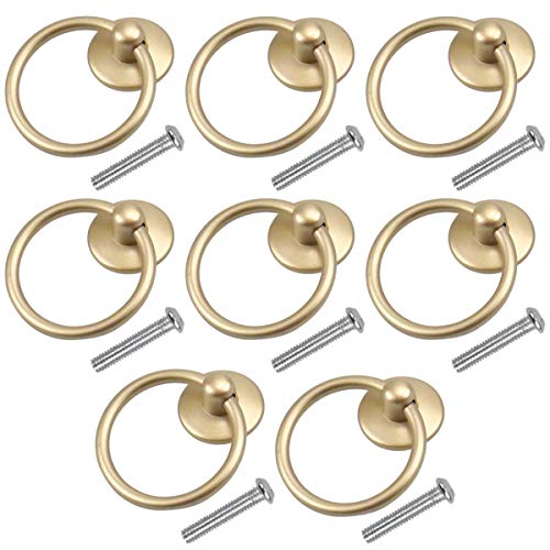 8 Stück Möbelknopf Vintage Möbelgriff Retro Schrankgriffe Schubladengriffe Ring Ziehgriffe Runde Antike Küchenschrank Kommode Tür Schubladen Ringgriffe für Küche Wohnzimmer Schlafzimmer Büro, Gold von Changrongsheng