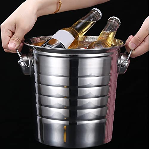 Changtai Edelstahl Eiskübel 1L Eiswürfelbehälter mit Deckel Schaufel Zange Sieb, Isolierter Getränkekühler Ice Bucket perfekt für Partys & Cocktailbar von Changtai