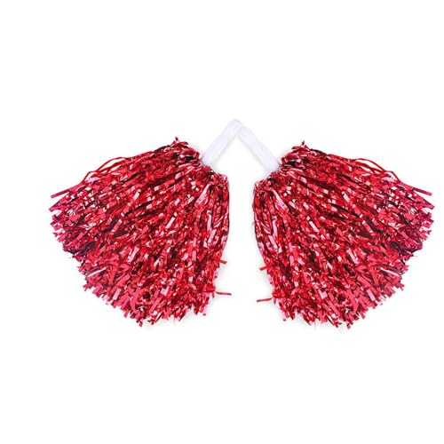 Changyeah Cheerleader Pompons Handblumen,2 Stück Cheerleading Pompons,Handblumen Pompons Cheerleader Für Sportveranstaltungen Tanz Party Ballspiele(Rot) von Changyeah