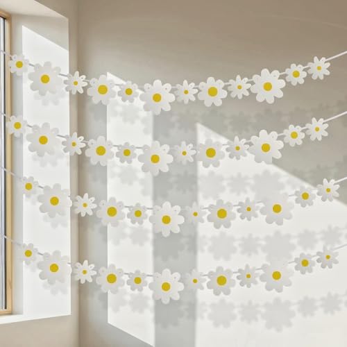 4 Pcs Party Gänseblümchen Deko Girlande Partydeko Gänseblümchen Deko Geburtstag Blumen Girlande Blumen Girlande Geburtstag Mädchen Kindergarten Deko Boho Deko Sommerparty Blumen Deko von ChanraingYee