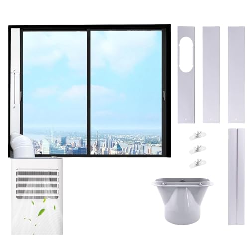Klimaanlage Fensterabdichtung Rolladen, Fensterabdichtung Platte mit Klima Abluftschlauch Fensteradapter für Mobile klimageräte, Einstellbare Fenstergleit Kit für Vertikalen/Horizontalen Fenstern (B) von Chansunokku