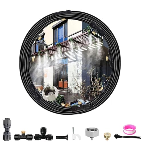 Sprühnebel Terrasse Kühlung Bewässerungs System, Wassernebel Kühlung Outdoor Misting System, Kühlnebelsystem im Freien, Sprühnebel Kühlung Set für Gärten, Terrassen, Sonnenschirme (6m) von Chansunokku