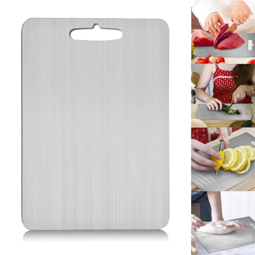 Titan Schneidebrett, Edelstahl Doppelseitiges Schneidebrett, Stainless Steel Cutting Board,gewährleisten Den Ursprünglichen Geschmack Der Zutaten, Titanium Cutting Board Für Fleisch, Obst (20x29cm) von Chansunokku
