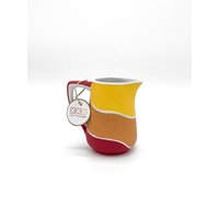 Milchkännchen Retro 70Er Design Handbemalt Braun Gelb Rot Küche Einzug Geschenk Hochzeit Kaffee Tee Servieren Eklektisch Boho Besonders von ChantalFreierDesign
