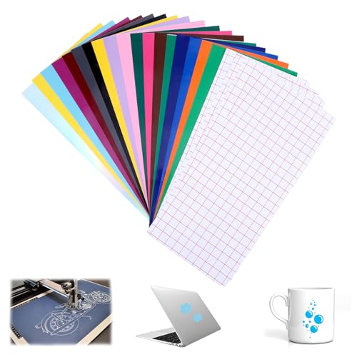20stk Vinyl Plotterfolie Selbstklebend für Cricut mit 4 Transferfolie Plotter Set, Plotterfolie Textil und Klebefolie Transparent, Vinylfolie Plotter Zubehör, Folie Selbstklebend 20stk Vinyl Plotterfolie Selbstklebend für Cricut mit 4 Transferfolie Plotter Set, Plotterfolie Textil und Klebefolie Transparent, Vinylfolie Plotter Zubehör, Folie Selbstklebend von Chanumetal