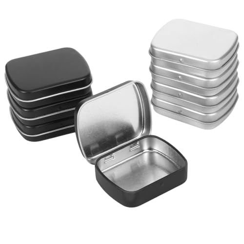 Chanumetal 8 Stück Blechdose mit Deckel, Aufbewahrungsbox mit Deckel Klein, Schwarz und Silber Metall Box, Metallbox Klein, Kleine Dosen für Kleinen Gegenständen(60x45x15 mm) von Chanumetal