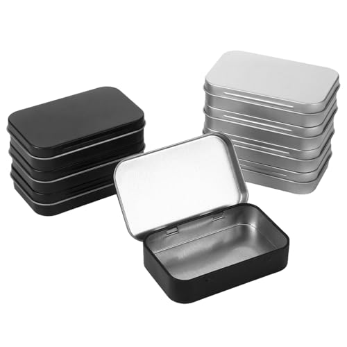 Chanumetal 8 Stück Blechdose mit Deckel, Aufbewahrungsbox mit Deckel Klein, Schwarz und Silber Metall Box, Metallbox Klein, Kleine Dosen für Kleinen Gegenständen(95x60x20mm) von Chanumetal