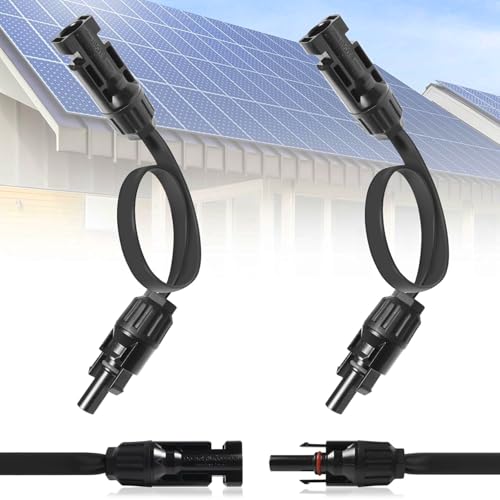 Solarkabel 6mm², 2 Stück Solarkabel Verlängerung 30cm, Solar Verlängerungskabel Kupferkabel Verzinnt, IP67 PV Kabel Stecker für Solarpanel Balkonkraftwerk, Photovoltaik Zubehör von Chanurae