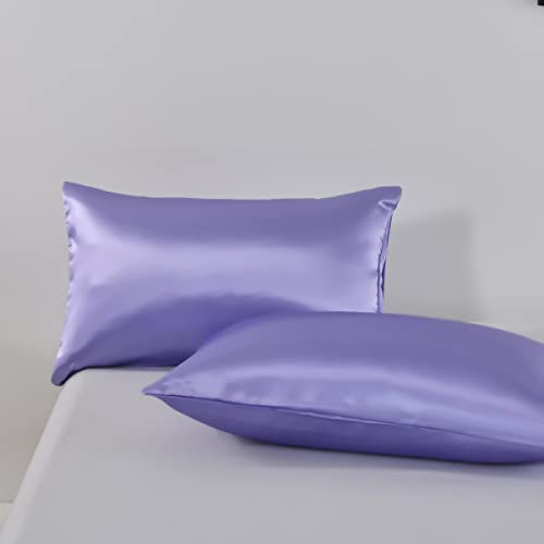 Chanyuan 2er Set Lavendel Satin Kissenbezug 40 x 80 cm Glatt Angenehm Mikrofaser Kissenbezüge Kopfkissenbezug mit Umschlag für Haar-und Hautpflege von Chanyuan