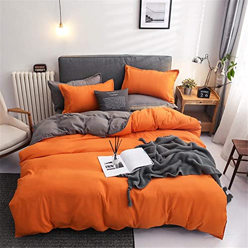 Chanyuan Bettwäsche 200 x 220 cm 3 Teilig Orange Grau Wende Bettwäsche Set 100% Weiche Angenehme Mikrofaser Deckenbezug Bettbezug mit Reißverschluss und 2 Kissenbezug 80x80cm von Chanyuan