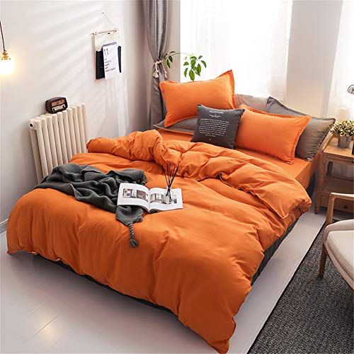 Chanyuan Bettwäsche-Set 2-teilig Bettbezug 135 x 200 cm mit Kissenbezuge 80 x 80cm | Orange | aus 100% Geburstete Mikrofaser von Chanyuan