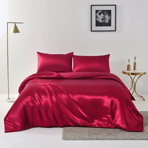 Chanyuan Glatt Weinrot Bettwäsche 135x200cm 2 Teilig Sommer Satin Seide Seidig Bettbezug mit Reißverschluss und Kissenbezug 80x80cm Chanyuan Glatt Weinrot Bettwäsche 135x200cm 2 Teilig Sommer Satin Seide Seidig Bettbezug mit Reißverschluss und Kissenbezug 80x80cm von Chanyuan