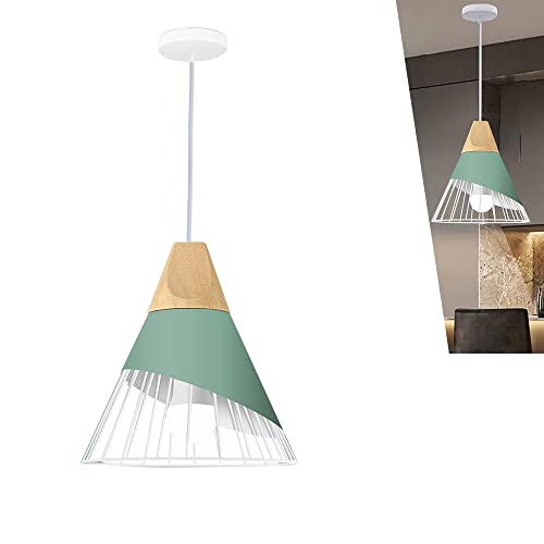 1-flammig Pendelleuchte Vintage Industrielle Hängelampe mit Holz Retro Deckenlampe E27 Hängeleuchte Lampenschirm aus Metall Kreative Deckenleuchte für Esszimmer Küche Schlafzimmer, Rosa Gelb (grün) 1-flammig Pendelleuchte Vintage Industrielle Hängelampe mit Holz Retro Deckenlampe E27 Hängeleuchte Lampenschirm aus Metall Kreative Deckenleuchte für Esszimmer Küche Schlafzimmer, Rosa Gelb (grün) von Chao Zan