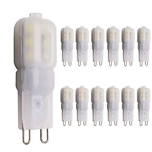 12er G9 LED Lampe Birne - Chao zan 2.5W G9 LED Leuchtmittel, 220lm [Ersetzt 20W Halogen, AC220V, Non Dimmbar, Kühles Weiß Licht, 6000K, 360° Abstrahlwinkel (G9-2.5W-14LED) von Chao Zan