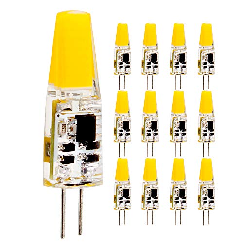 12er Pack G4 LED Lampen, 250lm, 2.5W ersetzt 20W Halogenlampen, Warmweiß 3000K, Nicht Dimmbar, 12V AC/DC, G4 LED Birne von Chao Zan