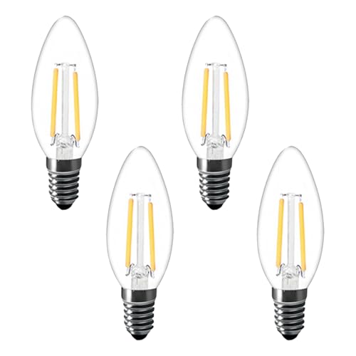 2W Glühbirne E14 Kerze LED Lampe,200 Lumen LED Filament Fadenlampe,C35 Classic Glühfaden kerzenlampe,Nicht Dimmbar (Warmweißes Licht, 4 Stück) von Chao Zan