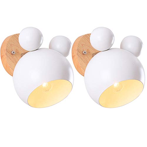 2X kreative Wandlampe Kinder Nachttischlampe Schlafzimmer Kinderzimmer Wandleuchte Innen Wandleuchten Eisen Holz Wandlampen Verstellbar Küche Wandbeleuchtung E27 Deko Decke Leuchte Flur Lampe von Chao Zan