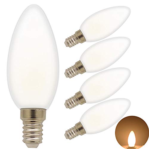 4er Pack - C35 LED Birnen Kerzenform E14 5W Ersetzt 40W Halogenlampe Warmweiß 2700K 270° Abstrahlwinkel Kleine Edison Schraube, Nicht dimmbar,Matt Birnen. von Chao Zan