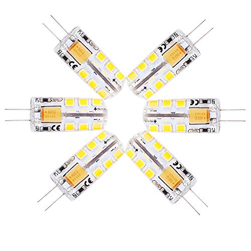 6 StückNeue G4 LED 3 Watt 12V AC DC 24x 2835 SMD 6000K KaltweißGlühbirnen, ersetzt 30W Halogenlampen von Chao Zan