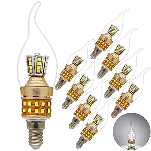 8 Stück -E14 LED Lampe 9W LED Leuchtmittel statt 80W Halogenlampe, C35L 850lm Weißes Licht 6000k Birne 270° Abstrahlwinkel Energiesparlampe,Nicht-dimmbar von Chao Zan