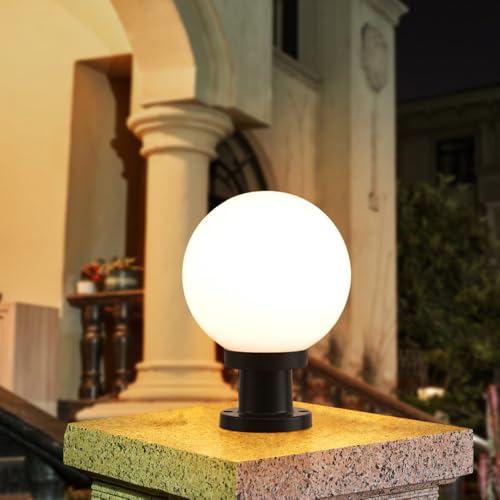 Chao Zan Außen-Gartenleuchte Kugellampe weiß, Gartenleuchte,Kugellampe, Gartenbeleuchtung mit E-27 Fassung, IP44 Außenbeleuchtung Garten (Ball：25CM) von Chao Zan
