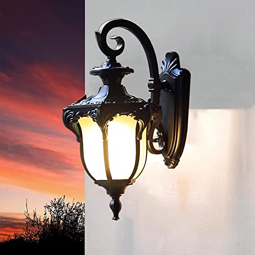 Chao Zan Außen Rustikale Wandlampe Vintage Landhaus Aluminium Glas wetterfest IP55 Außenleuchte Balkon Haus Hof, Fassung E27, schwarz Wandleuchte(E27 Glühbirne nicht enthalten) von Chao Zan