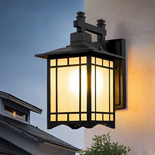 Chao Zan Außenleuchte Glas Lampenschirm Außenlampe Vintage Outdoor Wasserdichte Wandlampe Wandleuchte Laterne Wasserdicht IP44 Schwarz Aluminium E27 Außenwandleuchten Garten Balkon Flur Hof von Chao Zan